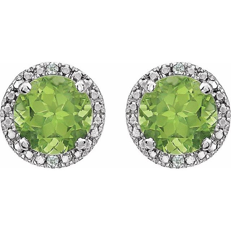 Sterling Silver Natural Peridot & .01 CTW Natural Diamond Earrings