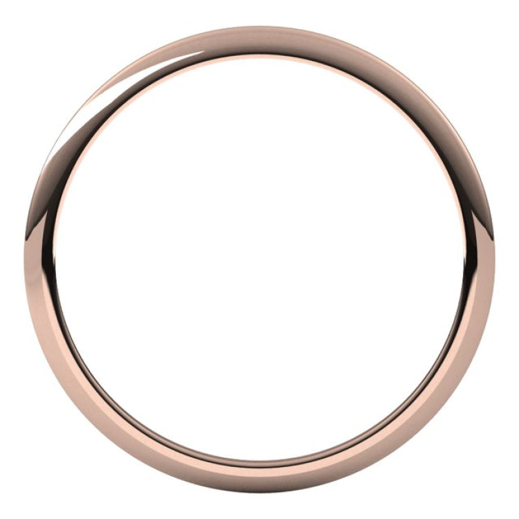 14K Rose Gold 1 mm Half Round Band Size 4