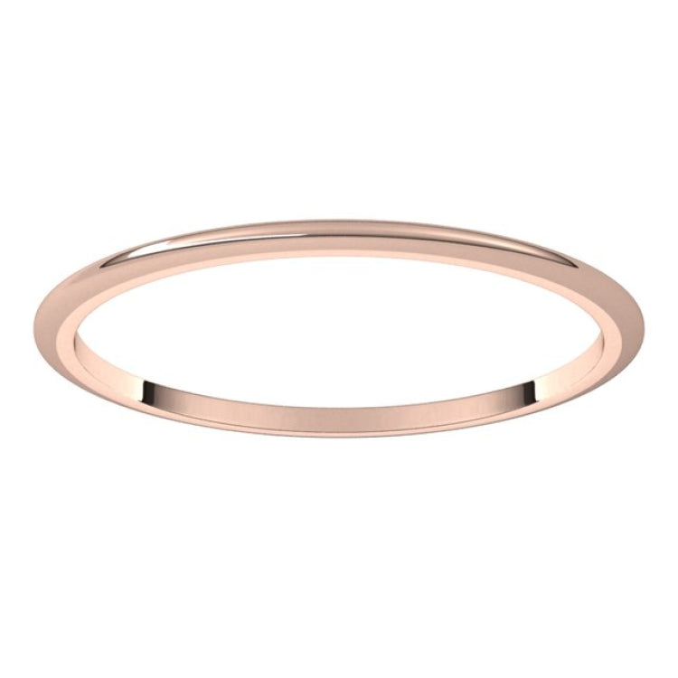 14K Rose Gold 1 mm Half Round Band Size 7.5