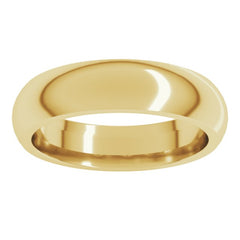 18K Yellow Gold 5 mm Comfort-Fit Half Round Band Size 11