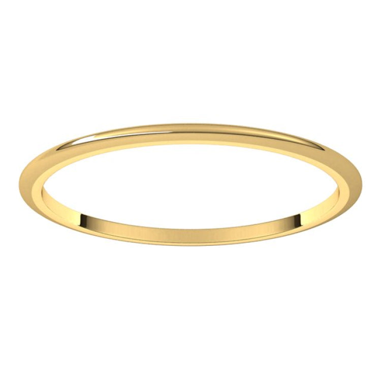 14K Yellow Gold 1 mm Half Round Band Size 4