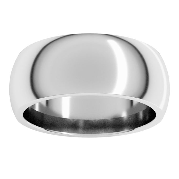 14K White Gold 8 mm Comfort-Fit Half Round Band Size 13