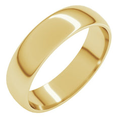 10K Yellow Gold 5 mm Lightweight Half Round Band Size 9