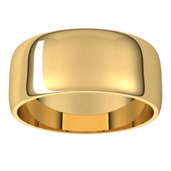 14K Yellow Gold 8 mm Lightweight Half Round Band Size 8