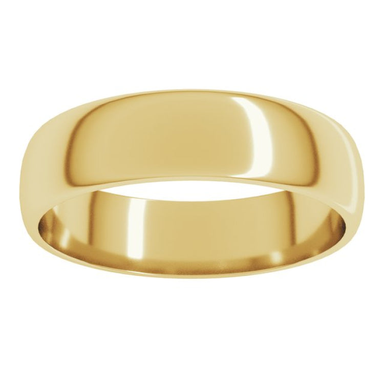 10K Yellow Gold 5 mm Lightweight Half Round Band Size 11