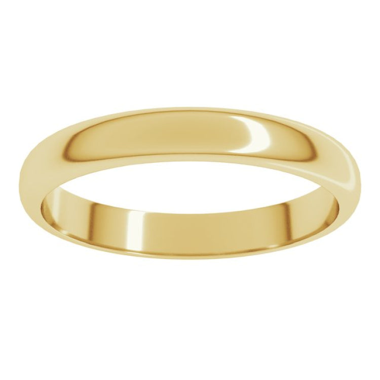 14K Yellow Gold 3 mm Half Round Band Size 9.5