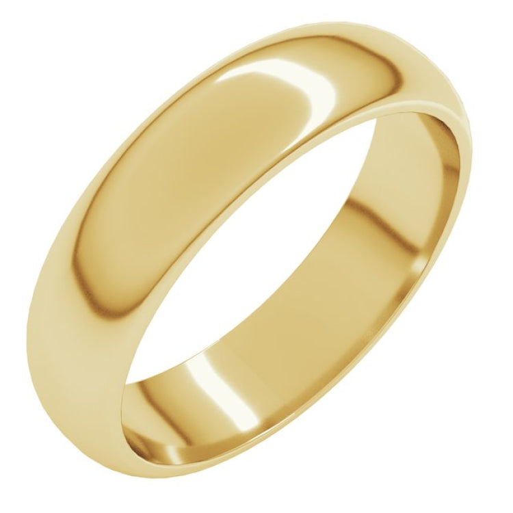 10K Yellow Gold 5 mm Half Round Band Size 5.5