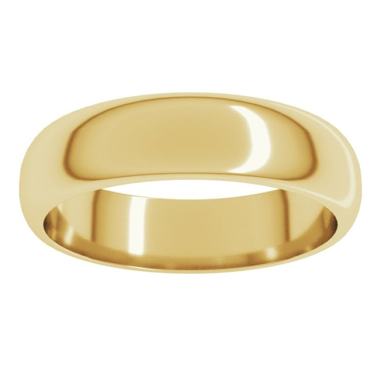 14K Yellow Gold 5 mm Half Round Band Size 8.5