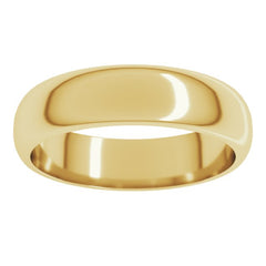14K Yellow Gold 5 mm Half Round Band Size 8.5