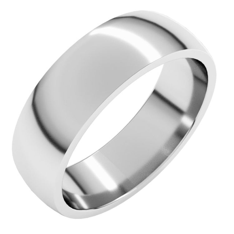 14K White Gold 6 mm Lightweight Comfort-Fit Half Round Band Size 8.5