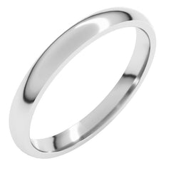 14K White Gold 2.5 mm Lightweight Comfort-Fit Half Round Band Size 5.5