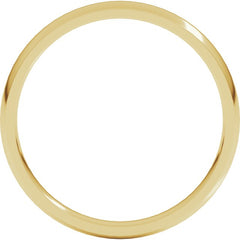 18K Yellow Gold 2.5 mm Lightweight Comfort-Fit Half Round Band Size 6.5