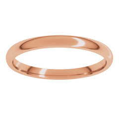 10K Rose Gold 2 mm Lightweight Comfort-Fit Half Round Band Size 6