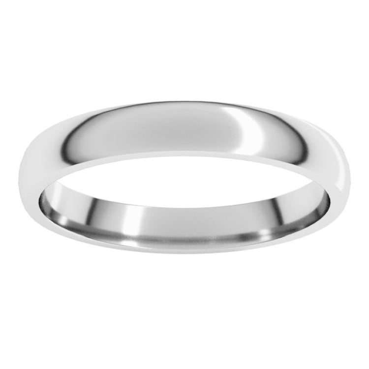 Sterling Silver 3 mm Lightweight Comfort-Fit Half Round Band Size 8.5