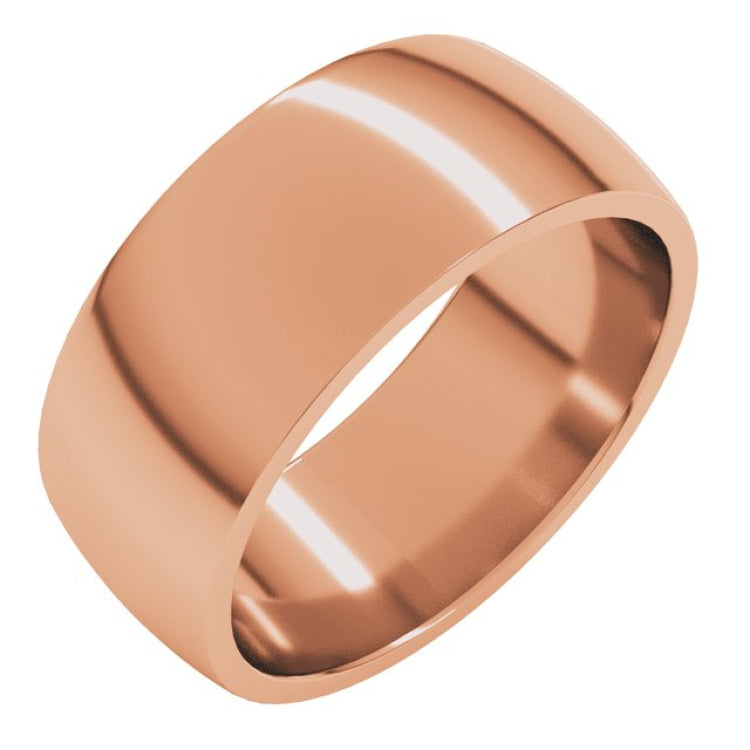 10K Rose Gold 8 mm Lightweight Comfort-Fit Half Round Band Size 6.5
