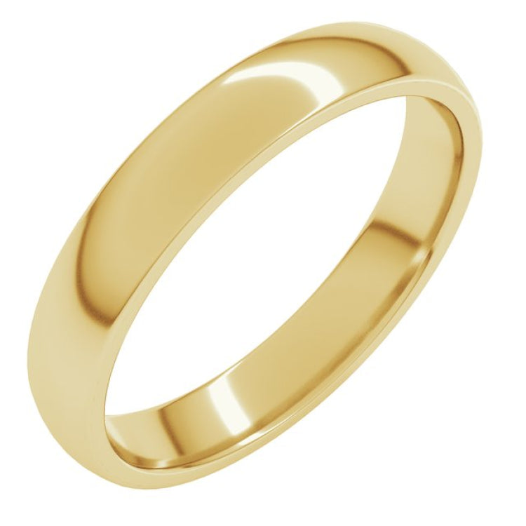 14K Yellow Gold 3.5 mm Lightweight Comfort-Fit Half Round Band Size 8