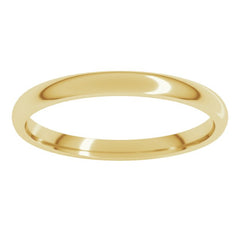 14K Yellow Gold 2 mm Lightweight Comfort-Fit Half Round Band Size 8.5