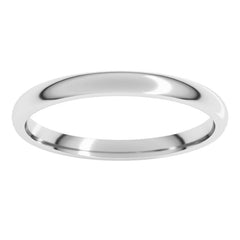 Platinum 2 mm Lightweight Comfort-Fit Half Round Band Size 6