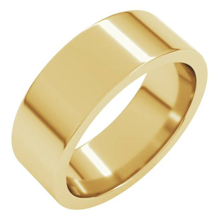 14K Yellow Gold 7 mm Comfort-Fit Flat Band Size 11.5