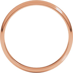 10K Rose Gold 3 mm Lightweight Half Round Band Size 4.5