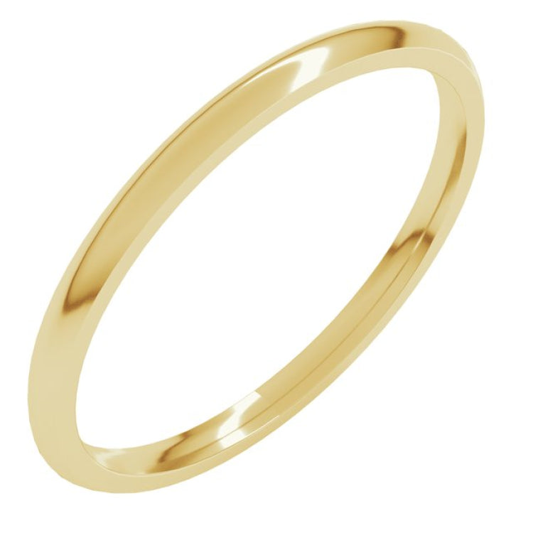 18K Yellow Gold 1.5 mm Lightweight Comfort-Fit Half Round Band Size 4.5