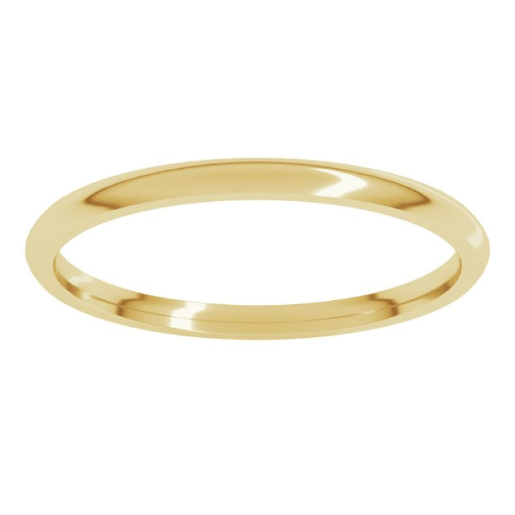 18K Yellow Gold 1.5 mm Lightweight Comfort-Fit Half Round Band Size 7