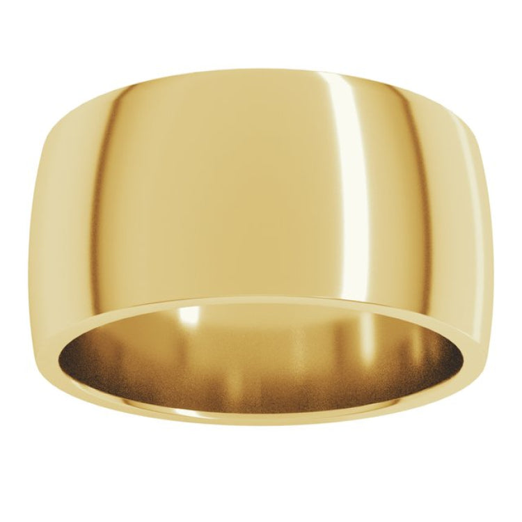 10K Yellow Gold 10 mm Lightweight Comfort-Fit Half Round Band Size 6.5