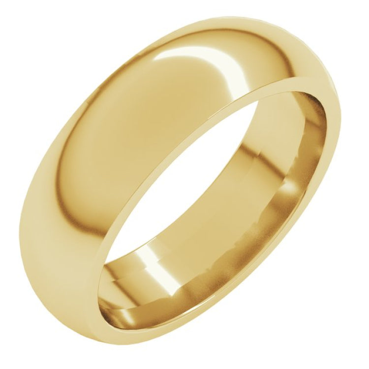 14K Yellow Gold 6 mm Comfort-Fit Half Round Band Size 6