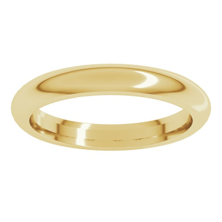14K Yellow Gold 3 mm Comfort-Fit Half Round Band Size 11