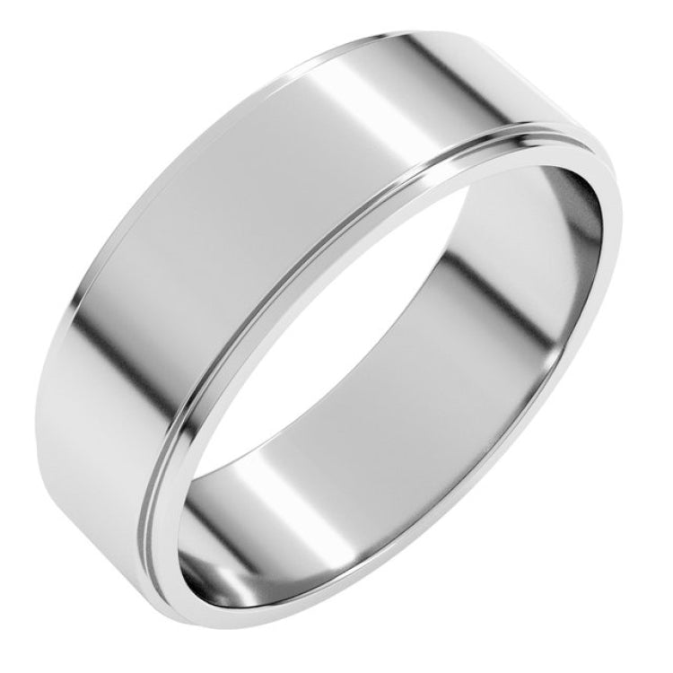 Platinum 6 mm Stepped-Edge Flat Band Size 8.5