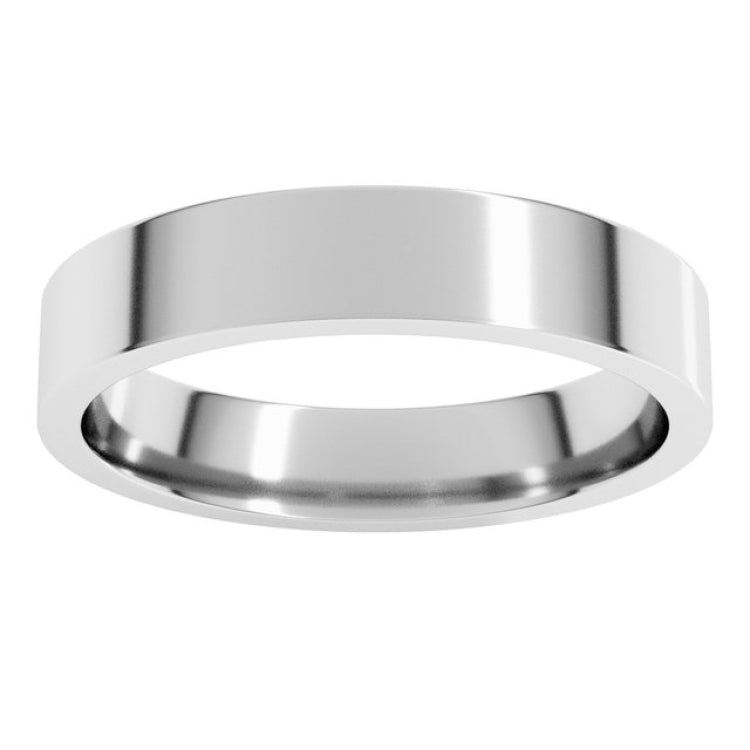 14K White Gold 4 mm Lightweight Comfort-Fit Flat Band Size 8