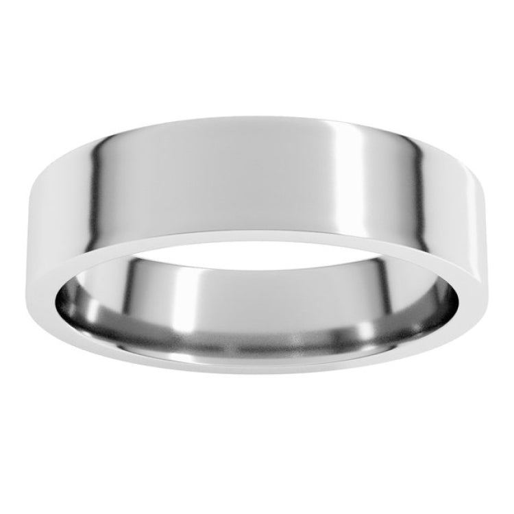 14K White Gold 5 mm Lightweight Comfort-Fit Flat Band Size 6