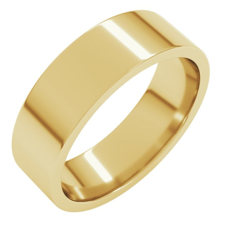 14K Yellow Gold 6 mm Lightweight Comfort-Fit Flat Band Size 9