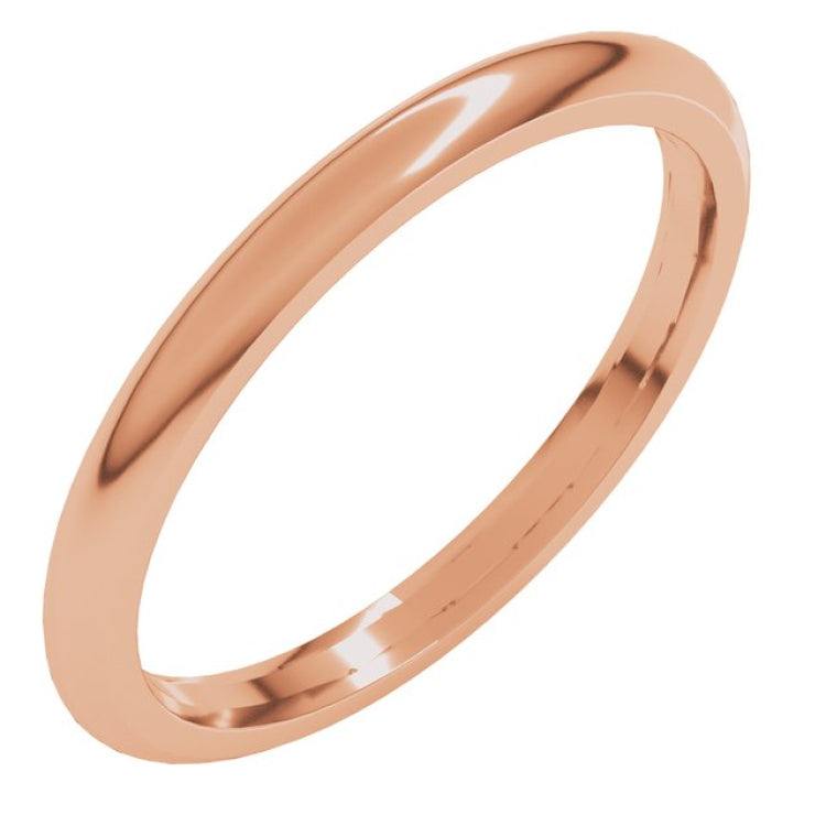 14K Rose Gold 2 mm Comfort-Fit Half Round Band Size 5.5