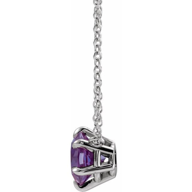 Sterling Silver Natural Amethyst Solitaire 18" Necklace