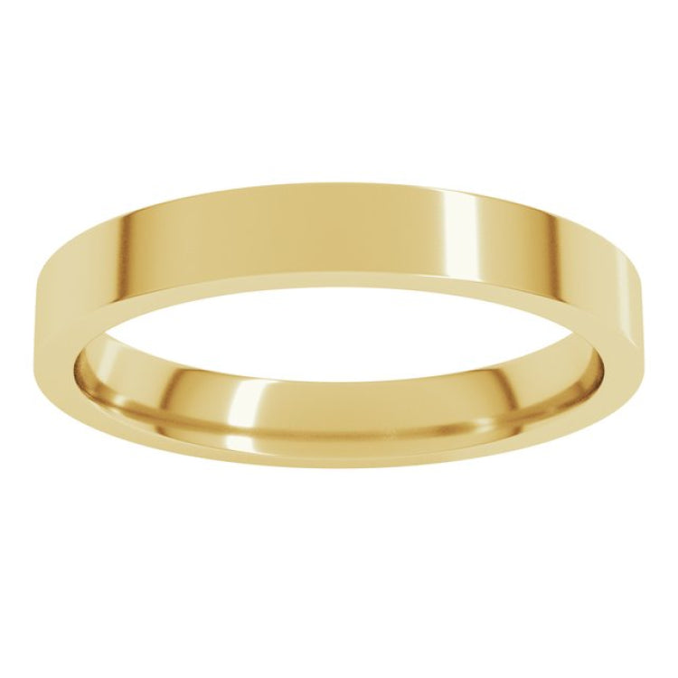 18K Yellow Gold 3 mm Flat Comfort Fit Light Band Size 4.5