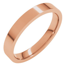14K Rose Gold 3 mm Flat Comfort Fit Light Band Size 8