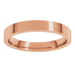 14K Rose Gold 3 mm Flat Comfort Fit Light Band Size 8