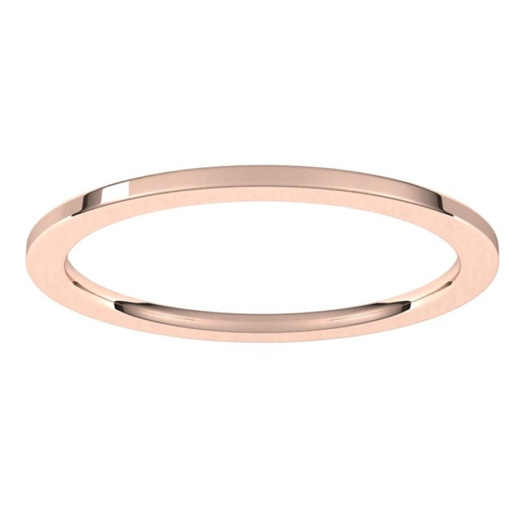 14K Rose Gold 1 mm Comfort-Fit Flat Band Size 10