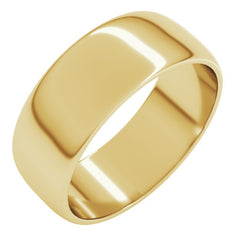 14K Yellow Gold 7 mm Lightweight Half Round Band Size 11