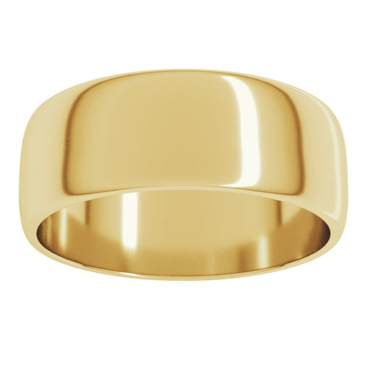 14K Yellow Gold 7 mm Lightweight Half Round Band Size 11