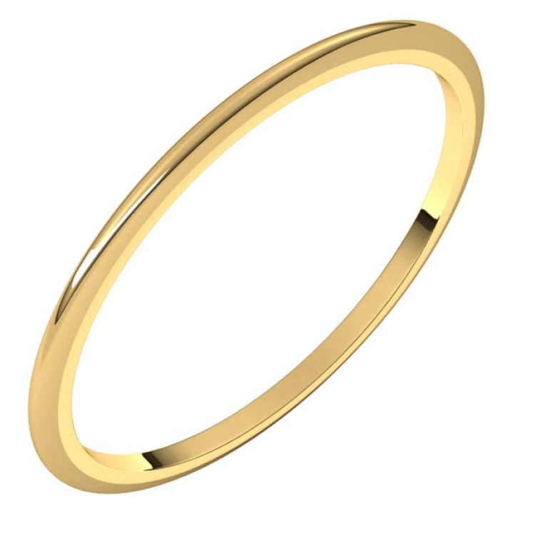 14K Yellow Gold 1 mm Half Round Band Size 13