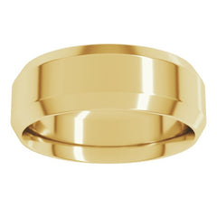 10K Yellow Gold 7 mm Beveled-Edge Comfort-Fit Flat Band Size 10