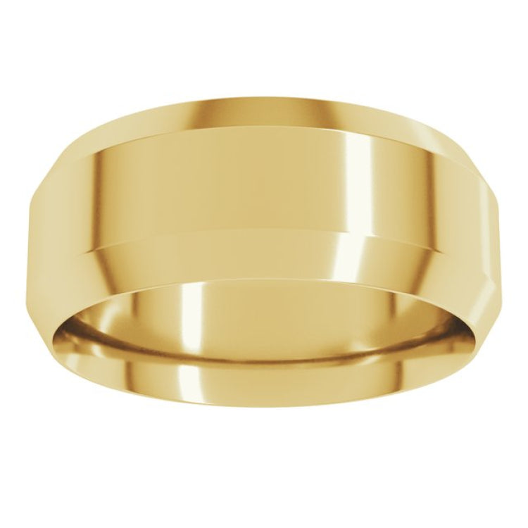 14K Yellow Gold 8 mm Beveled-Edge Comfort-Fit Flat Band Size 10.5