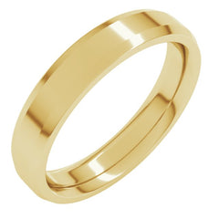 18K Yellow Gold 4 mm Beveled-Edge Comfort-Fit Flat Band Size 8