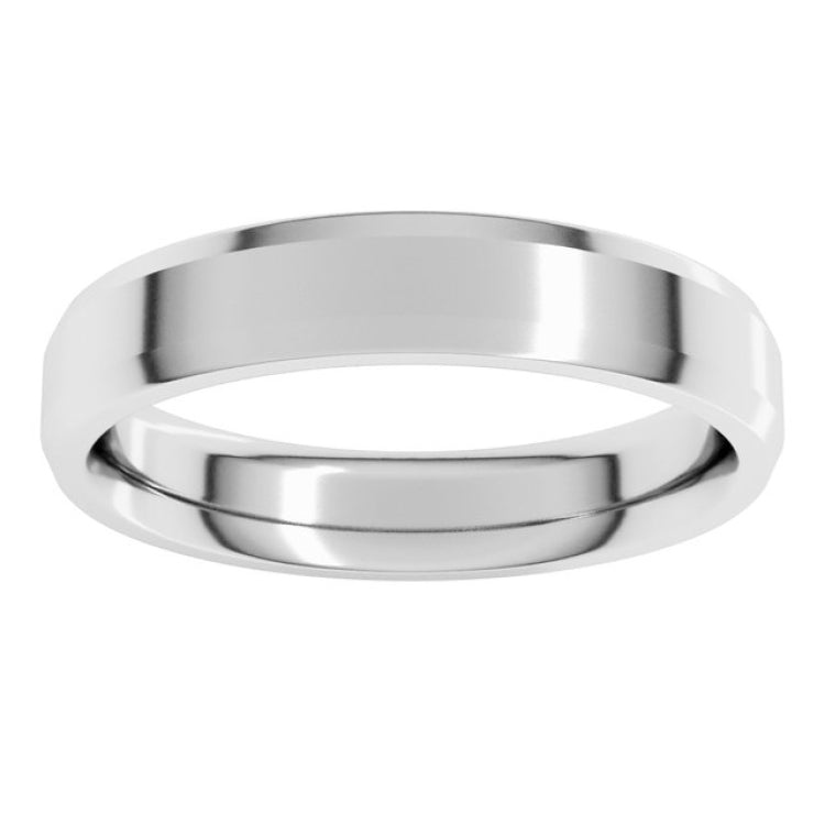 Sterling Silver 4 mm Beveled-Edge Comfort-Fit Flat Band Size 9