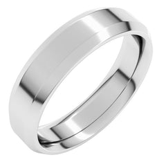 14K White Gold 5 mm Beveled-Edge Comfort-Fit Flat Band Size 9