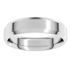 14K White Gold 5 mm Beveled-Edge Comfort-Fit Flat Band Size 9