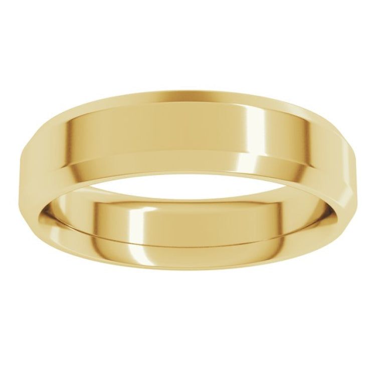 10K Yellow Gold 5 mm Beveled-Edge Comfort-Fit Flat Band Size 7.5