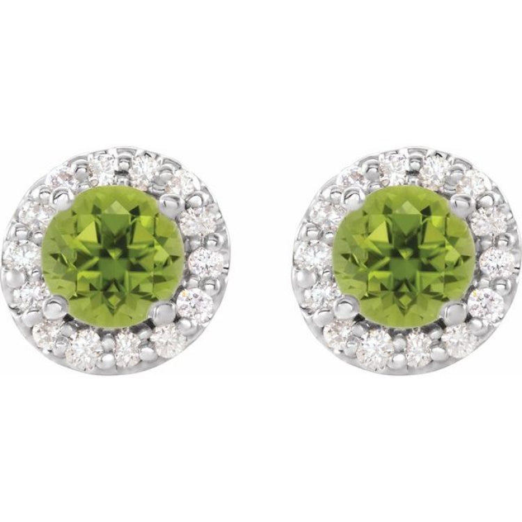 14K White Gold 5.5 mm Natural Peridot & 1/4 CTW Natural Diamond Earrings